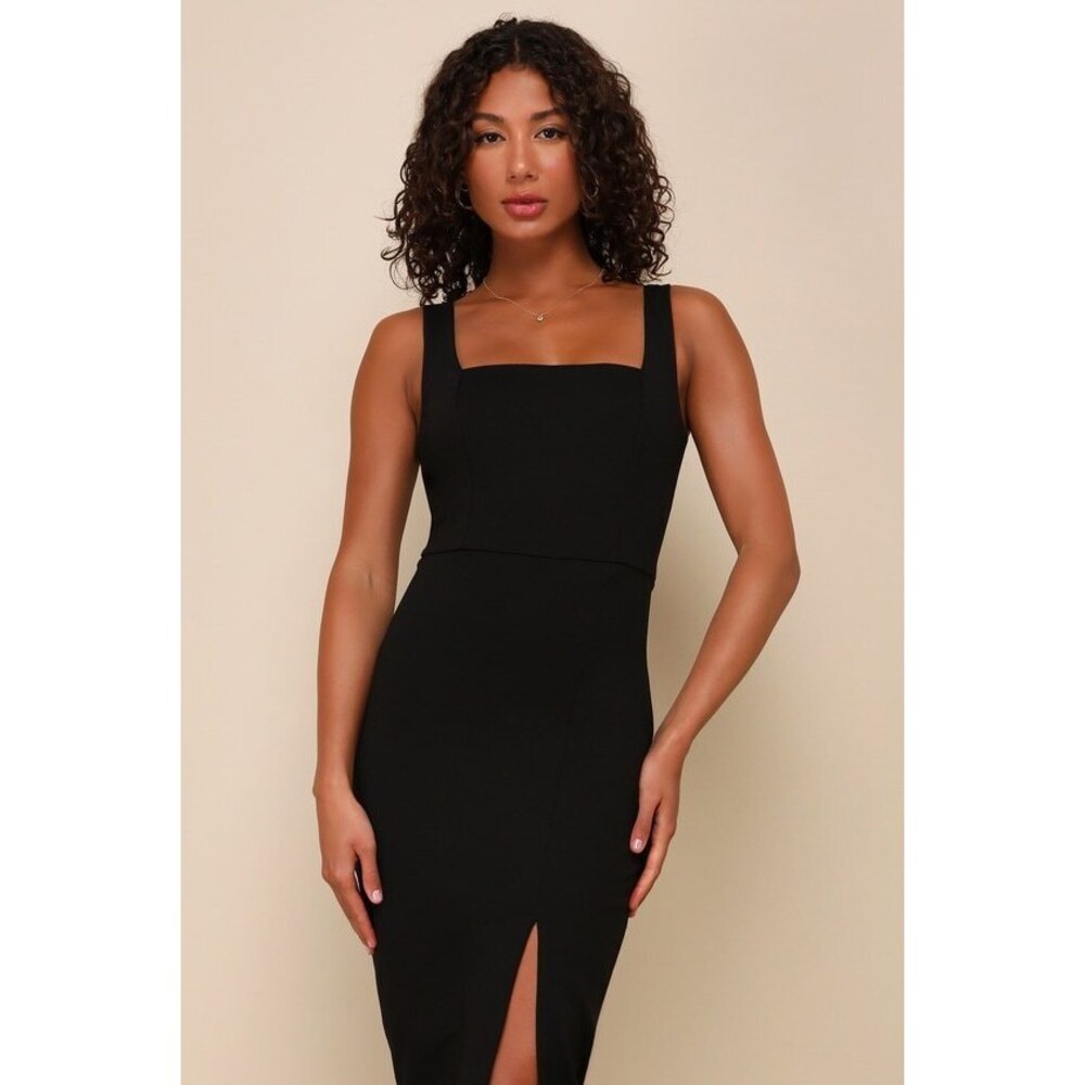 Lulus Baby, You're The One Black Sleeveless Bodycon Midi Dress - Size M